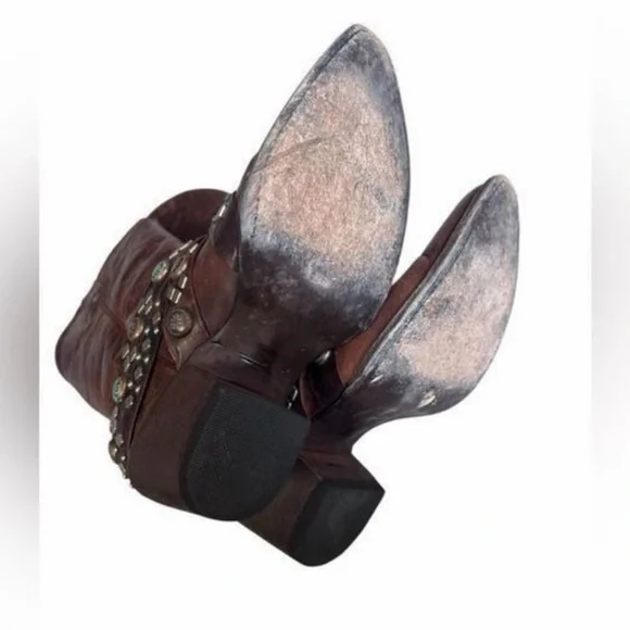 Old Gringo Brown Heeled Boots with Studded Details 9 - Picture 6 of 6